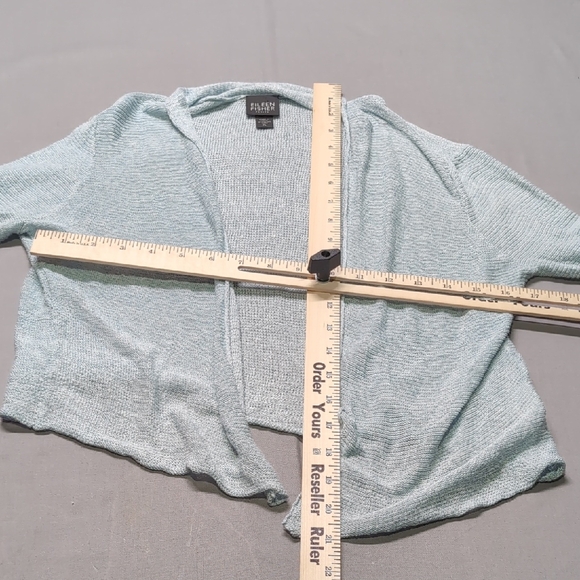 Eileen Fisher Womens Knit Lightweight Blue Cardigan Relaxed Fit Sweater Size PL - Picture 3 of 5